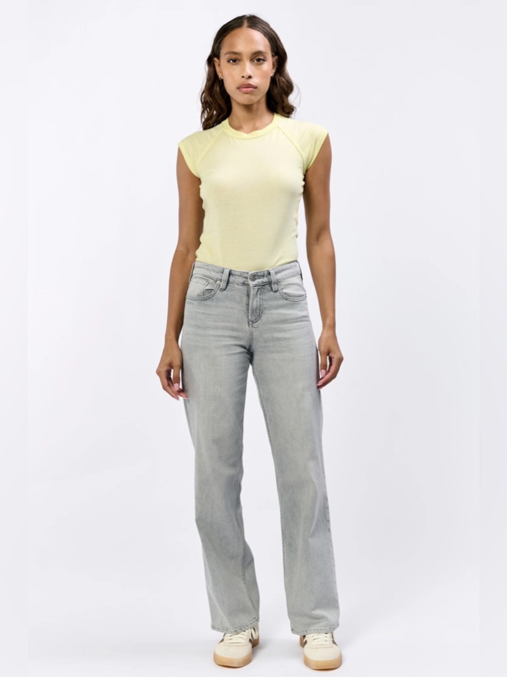 Light Gray Mid High-Rise Straight Women's Jeans